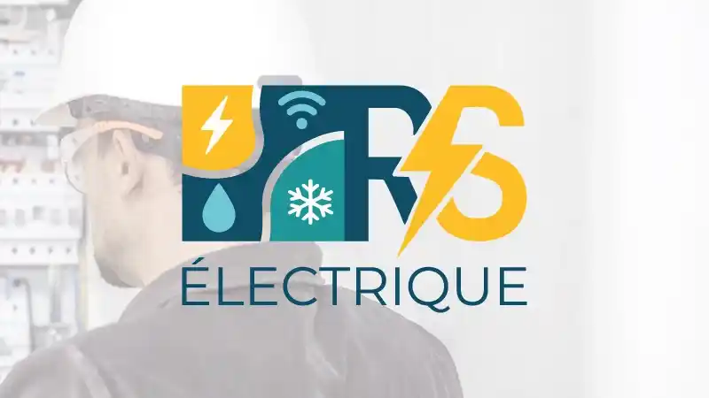 Création de logo pour RS Électrique, artisan électricien : monogramme RS intégrant éclair, goutte, flocon et symbole wifi
