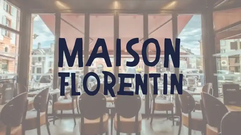 Création de logo pour Maison Florentin, glacier artisanal : typographie dessinée à la main, lettrage bleu marine